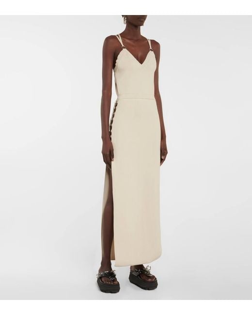 Rabanne White Embellished Knit Midi Dress