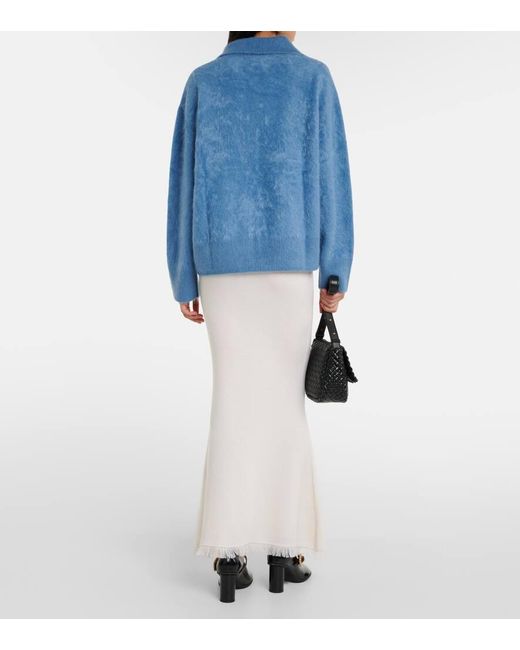 Lisa Yang Blue Kerry Cashmere Polo Sweater