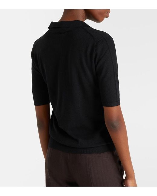 Gabriela Hearst Black Frank Cashmere And Silk Polo Sweater