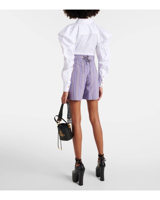Vivienne Westwood Purple W Cj Striped High-rise Cotton Shorts