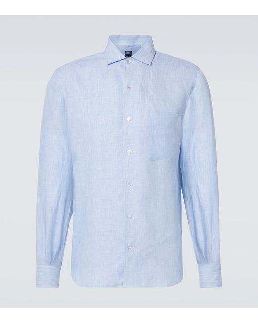 Fedeli Blue Linen Shirt for men