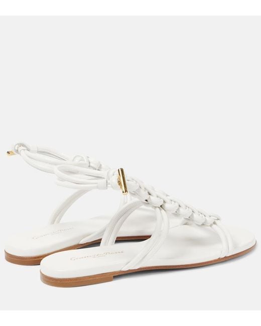 Gianvito Rossi White Capua Braided Leather Gladiator Sandals