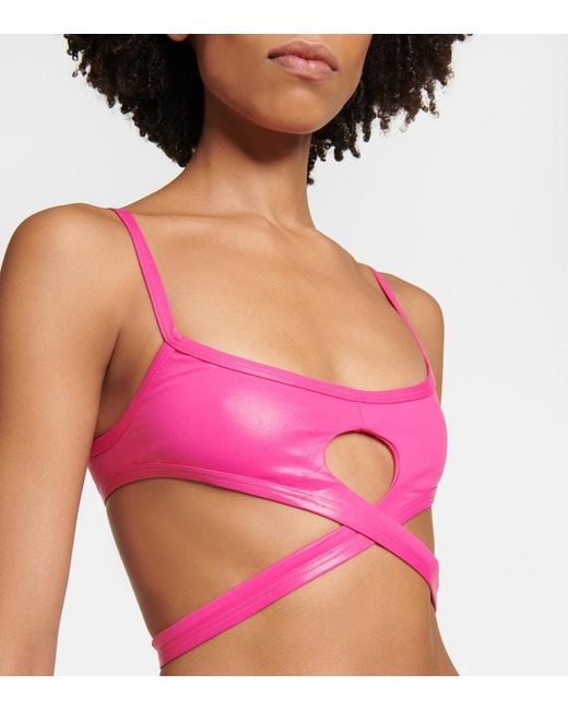 The Attico Pink Square Wrap Bikini