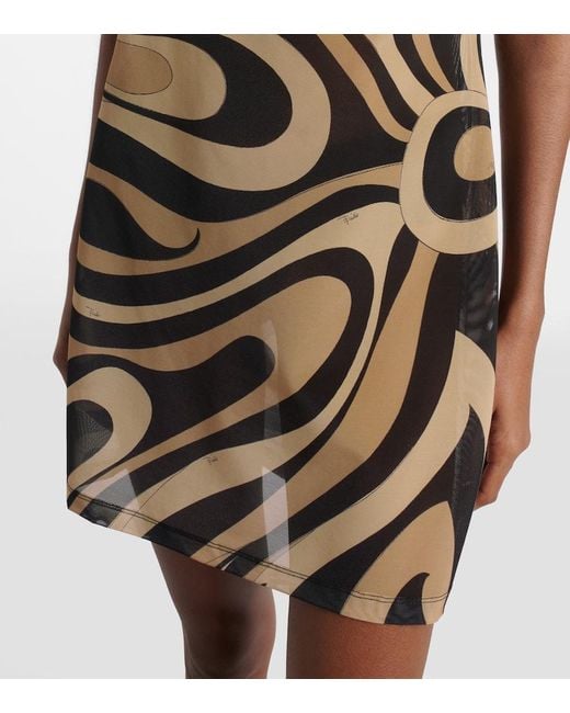 Emilio Pucci Black Minikleid Marmo Aus Mesh