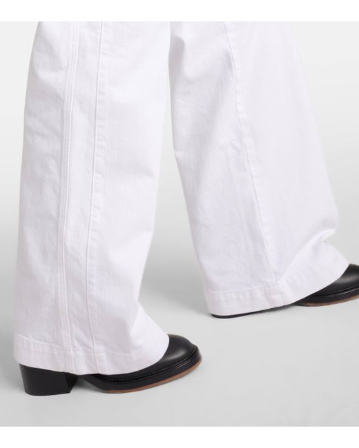FRAME White High-rise Wide-leg Pants