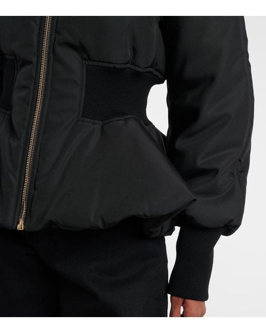 Alaïa Black Peplum Bomber Jacket