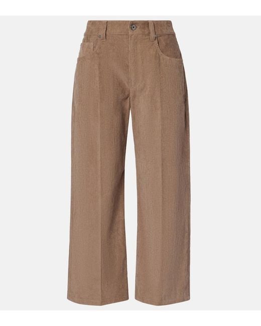 Brunello Cucinelli Brown Monili Cotton Corduroy Straight Pants
