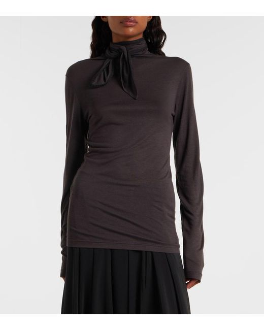 Lemaire Black Tie-Neck Jersey Top