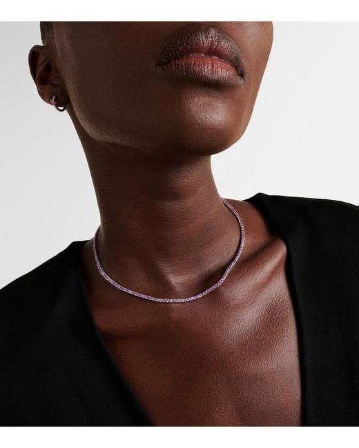 Collier En Or Blanc 14 Ct Et Saphirs Lilas Roxanne First en coloris Metallic