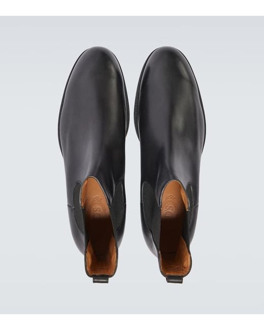 Tod's Black Leather Chelsea Boots for men