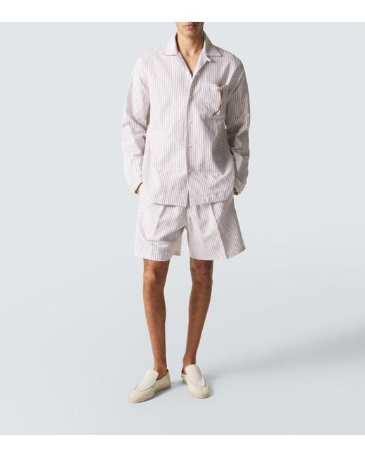 Umit Benan Pink Julian Striped Cotton And Silk Shorts for men