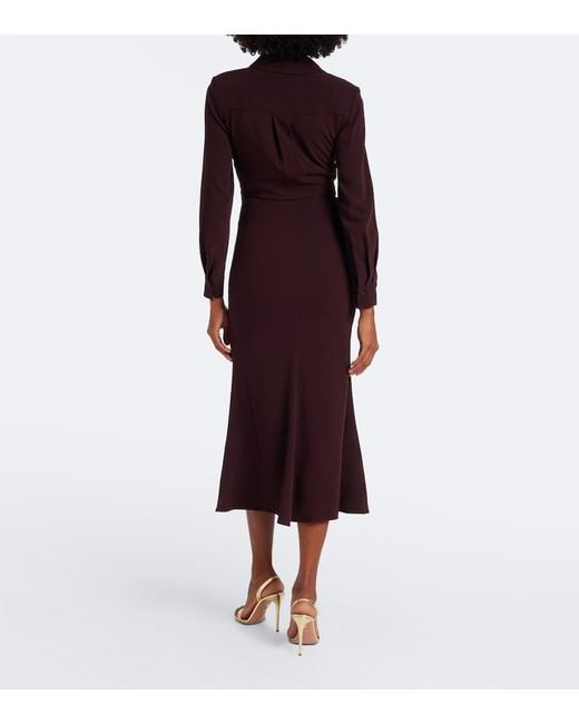 Roland Mouret Purple Draped Crepe Midi Dress
