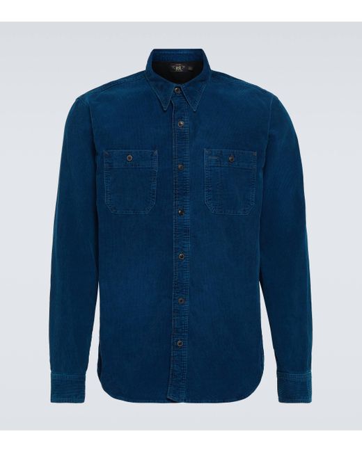 RRL Blue Cameron Corduroy Shirt for men