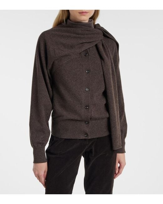 Ferragamo Brown Draped Cashmere Cardigan