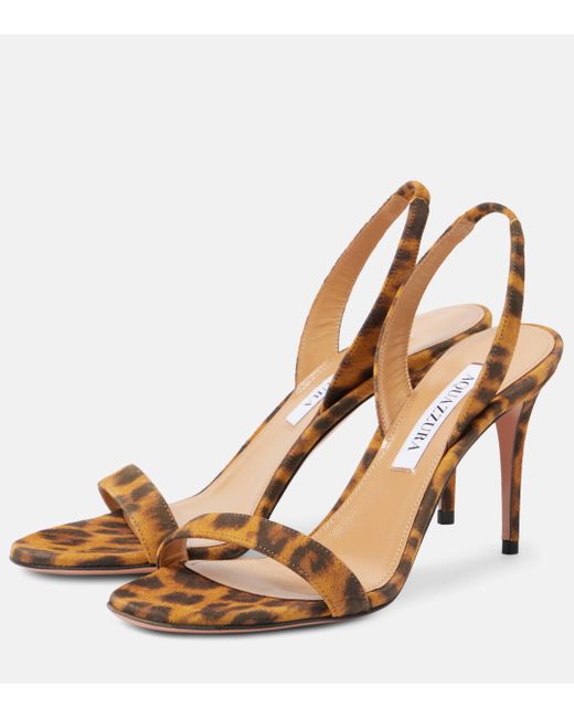 Aquazzura Metallic So Nude 85 Leopard-Print Suede Sandals