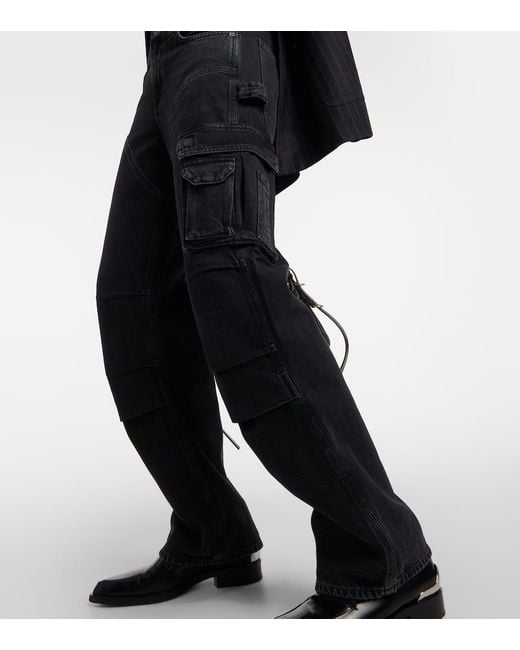 Agolde Black Nera Mid-rise Straight Cargo Jeans