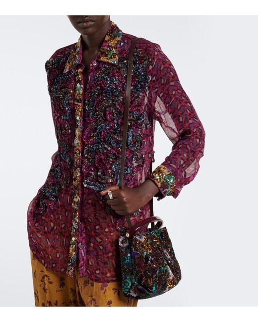 Dries Van Noten Black Small Sequined Top-Handle Bag