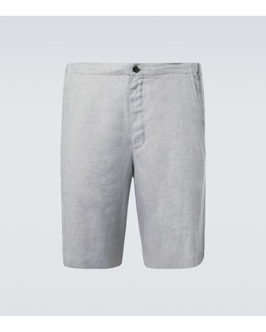 Loro Piana Gray Nolan Linen Bermuda Shorts for men