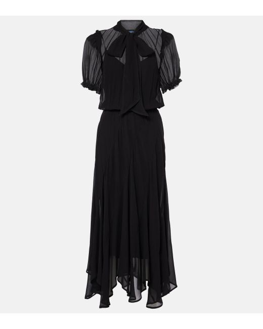 Polo Ralph Lauren Tie neck Georgette Maxi Dress in Black Lyst UK