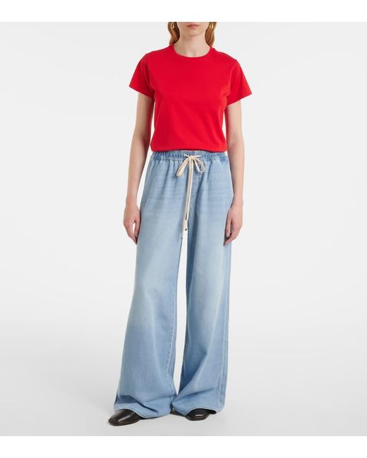 7 For All Mankind Blue High-Rise Wide-Leg Jeans Pull On