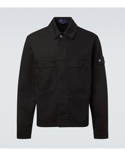 Stone Island Black Compass Denim Overshirt for men
