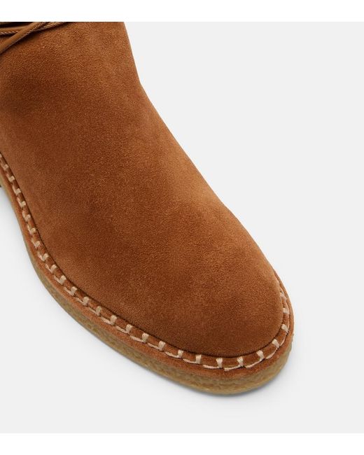 Aquazzura Brown Megeve Shearling-Trimmed Suede Ankle Boots