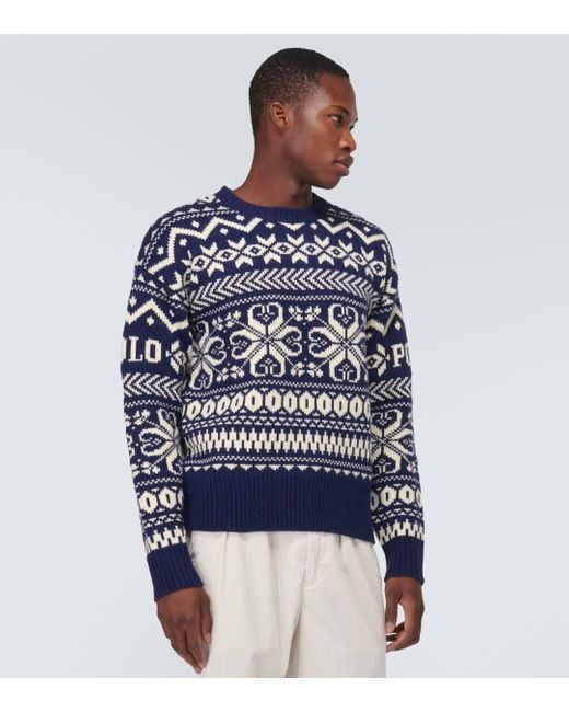 Polo Ralph Lauren Blue Snowflake Wool-blend Sweater for men