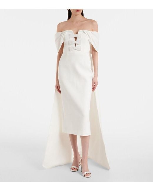 Rebecca Vallance White Rory Crepe Midi Dress