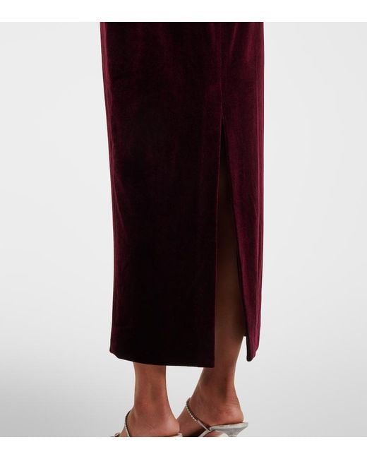 Self-Portrait Purple Strapless Velvet Midi Dress