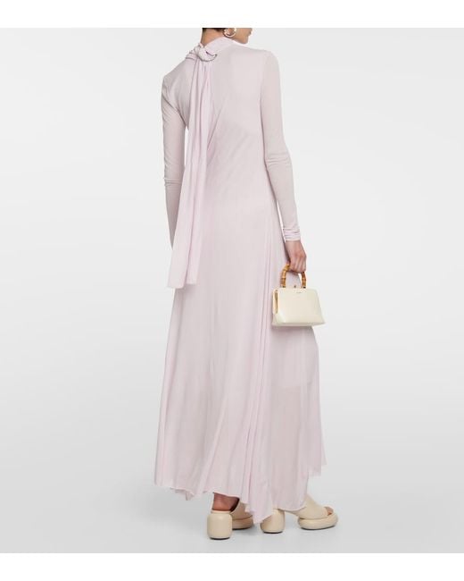 Jil Sander Pink Draped Crepe Gown