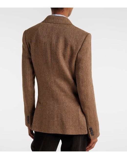 Polo Ralph Lauren Brown Herringbone Linen, Wool, And Silk Blazer