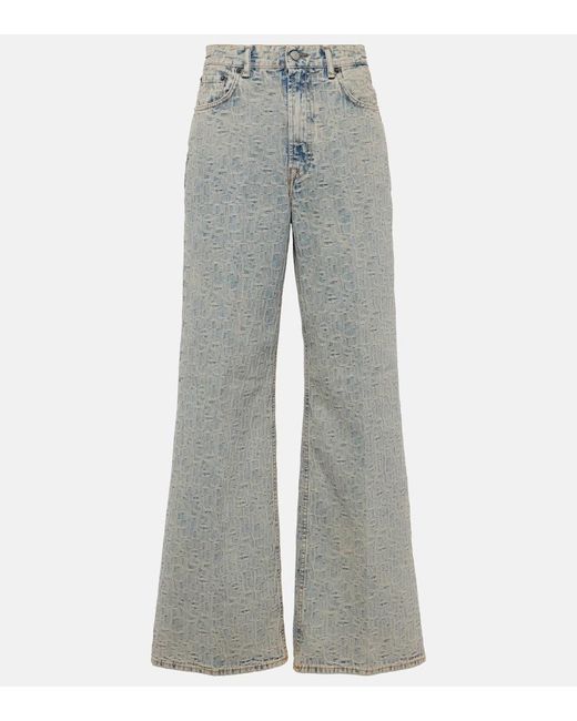 Acne Gray High-Rise Wide-Leg Jeans Monogram