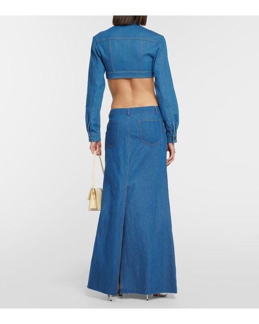 AYA MUSE Blue Pilla Low-Rise Denim Maxi Skirt