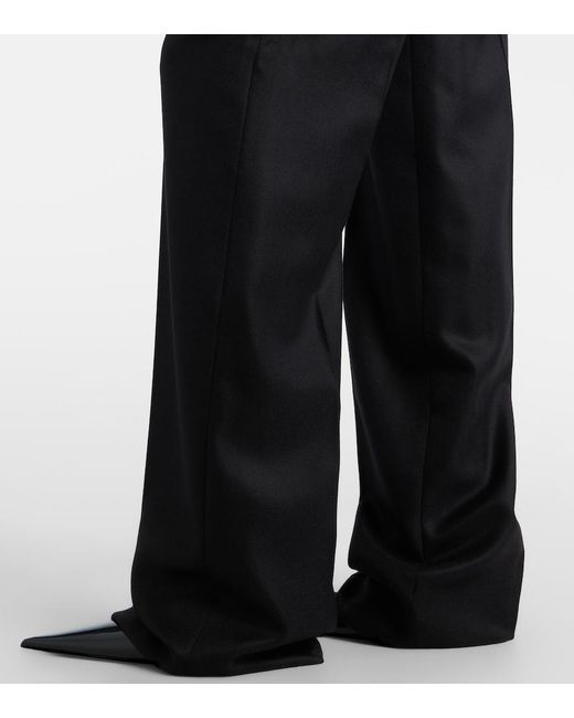 Saint Laurent Black High-Rise Cashmere Straight Pants