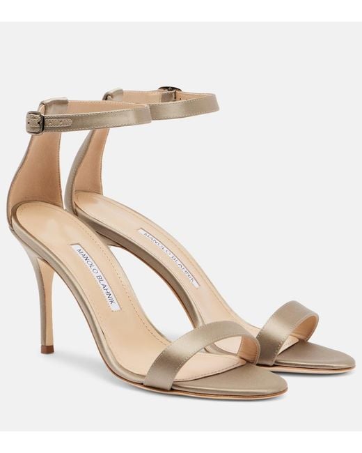 Manolo Blahnik Natural Chaos Satin Sandals