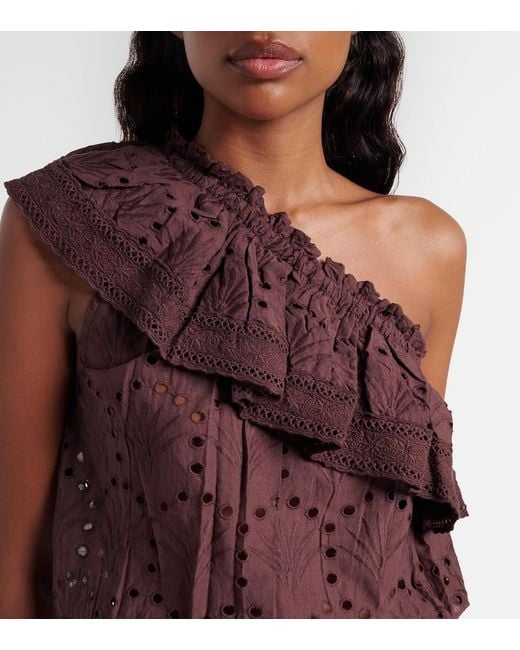 Melissa Odabash Brown Bree Broderie Anglaise Cotton Minidress