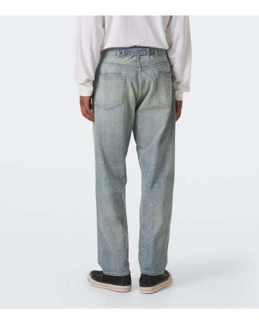 A.PRESSE Blue No. 37 Distressed Straight Jeans for men