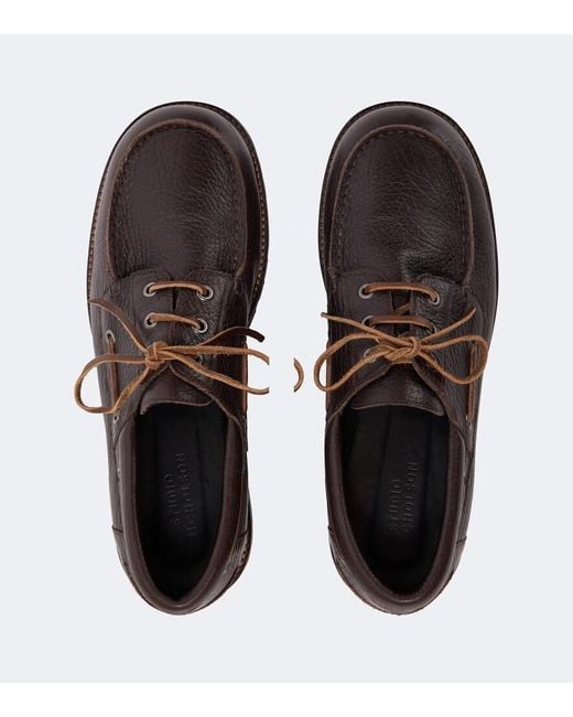 Studio Nicholson Black Guston Leather Boat Shoes for men
