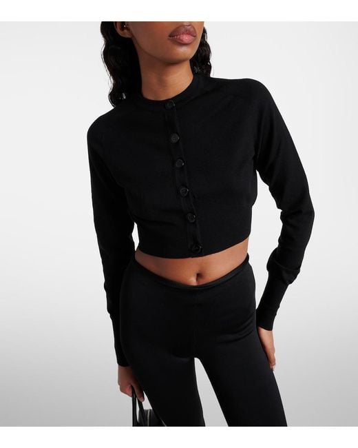 Alaïa Black Cropped Wool-Blend Cardigan