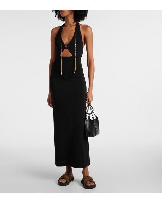 Max Mara Black Ghiotto Cutout Halterneck Maxi Dress