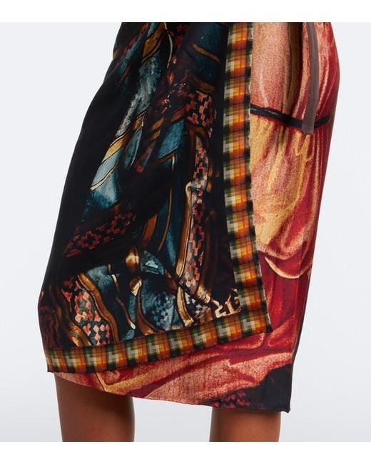 Dries Van Noten Black Printed Silk Wrap Skirt