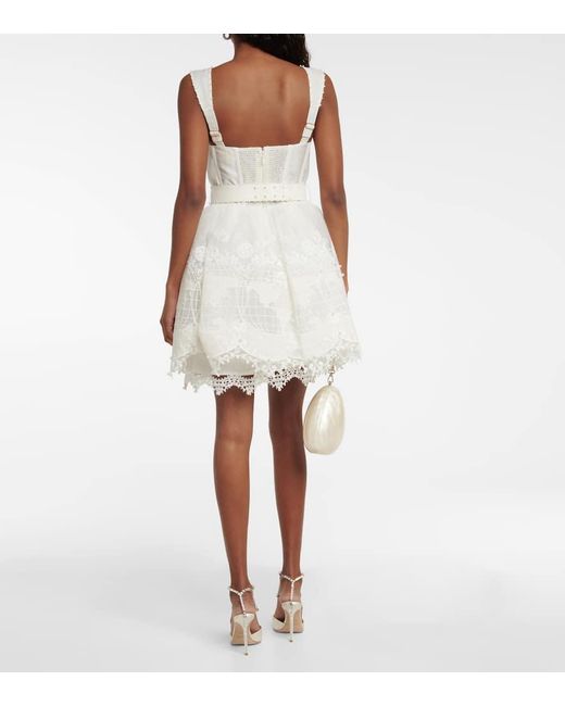 Zimmermann White High Tide Corseted Linen-silk Mini Dress