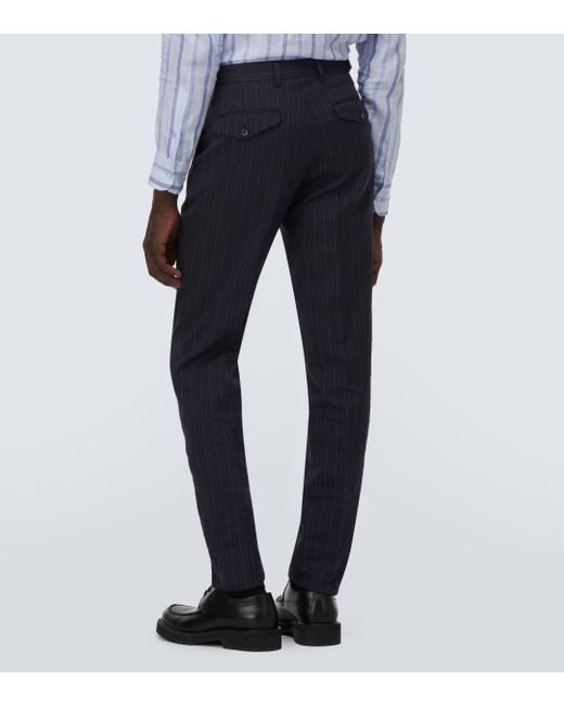 Dries Van Noten Blue Pinstripe Cotton-blend Suit for men