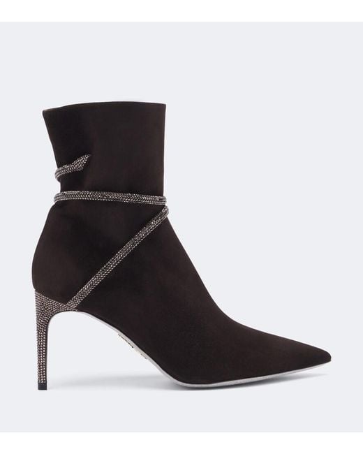 Rene Caovilla Black Cleo Embellished Suede Ankle Boots