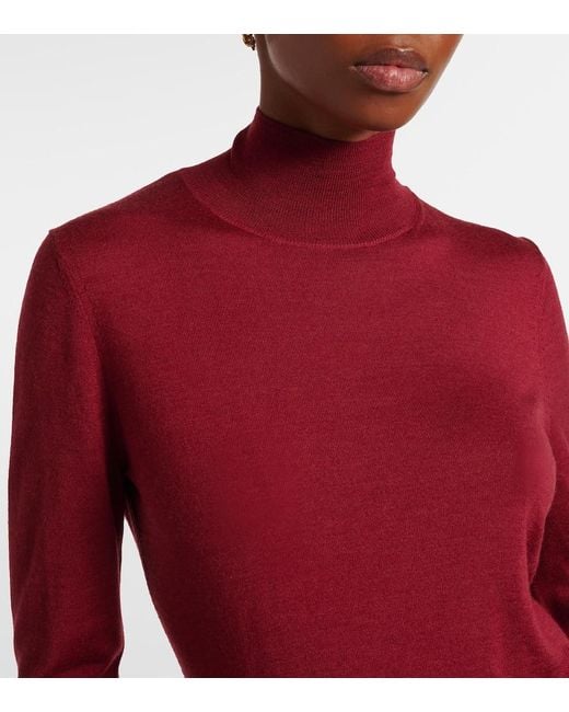 Carolina Herrera Red Turtleneck Virgin Wool And Silk Sweater