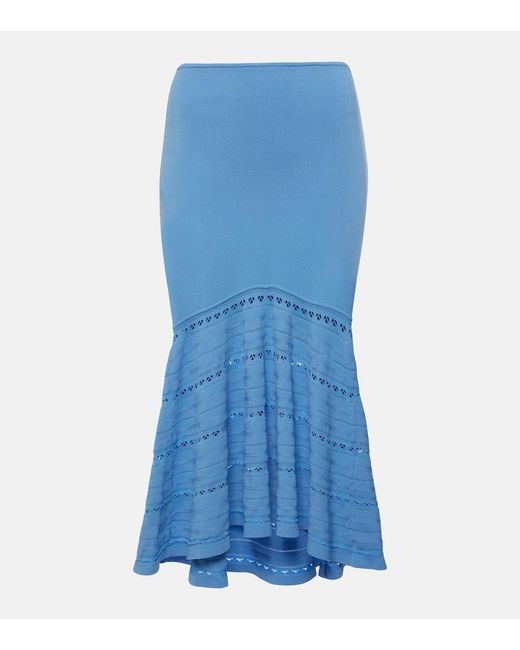 Victoria Beckham Blue Knitted Midi Skirt