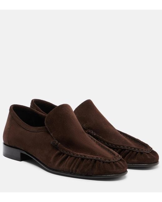 The Row Brown Soft Ruched Suede Loafers