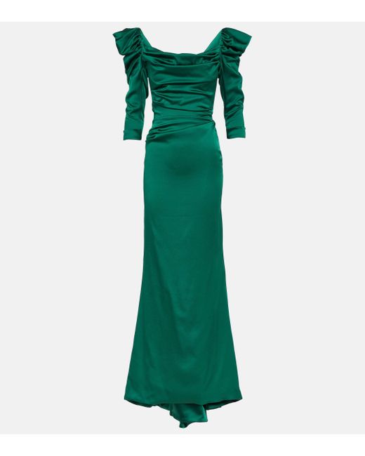 Vivienne Westwood Green Astral Draped Satin Gown