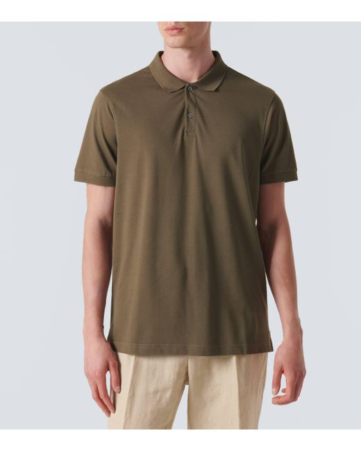 Sunspel Green Cotton Pique Polo Shirt for men