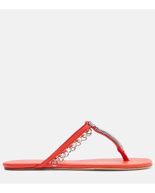 Christopher Esber Red Pierced Embellished Leather Thong Sandals